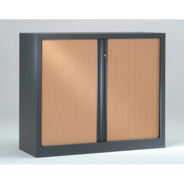 Armoire à rideaux 100x120x43 cm décor bois - Vinco